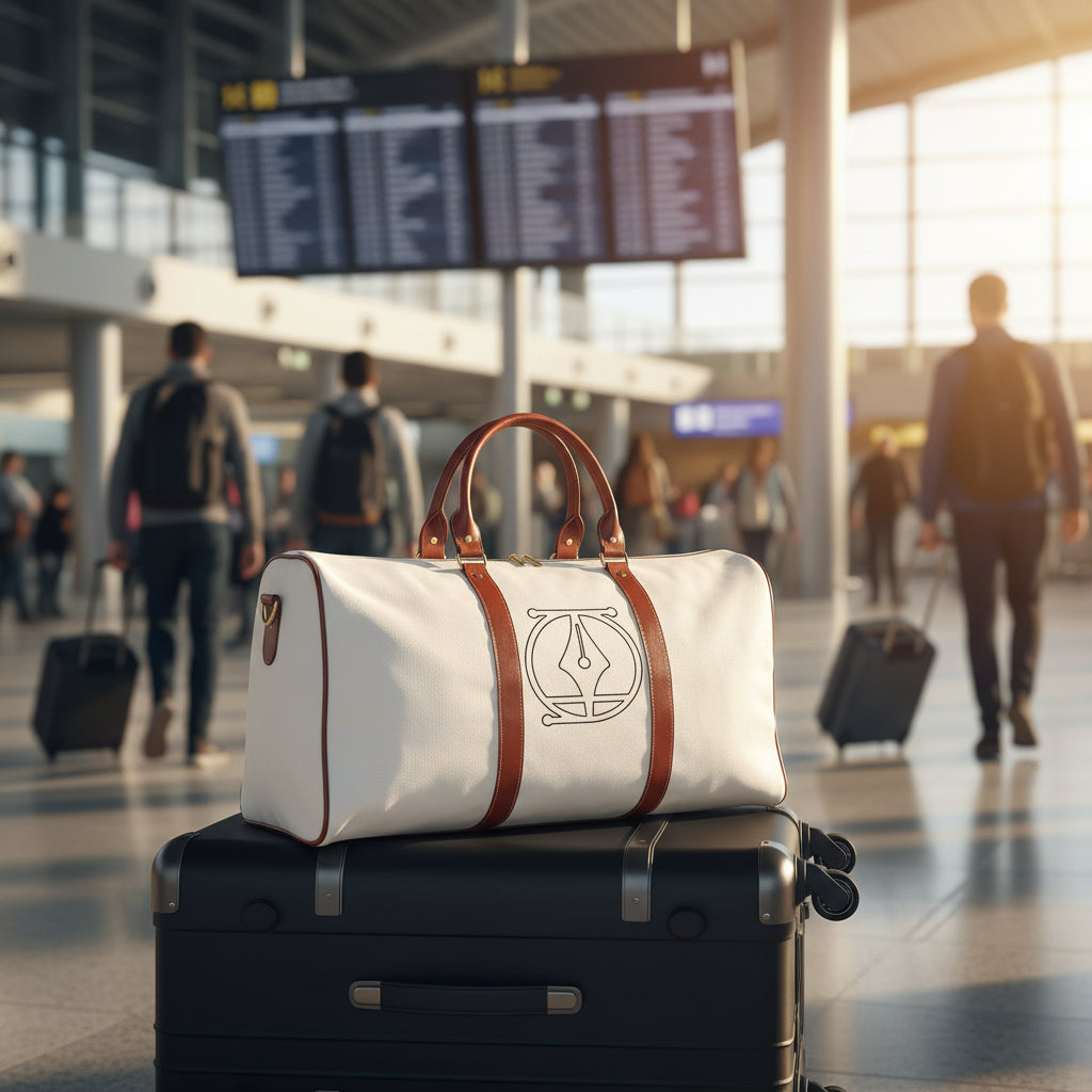 Stylish Leather-Trim Travel Bag