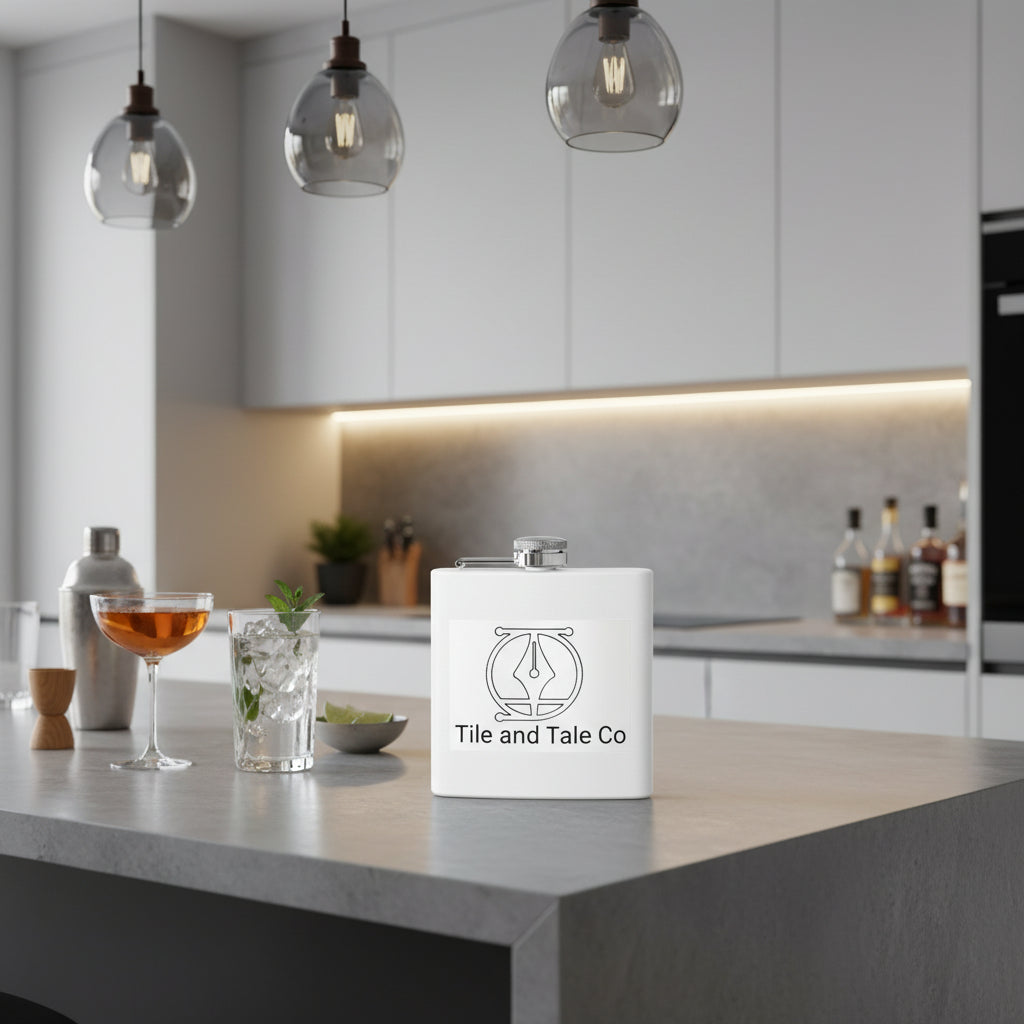 Tile and Tale Co Logo Hip Flask