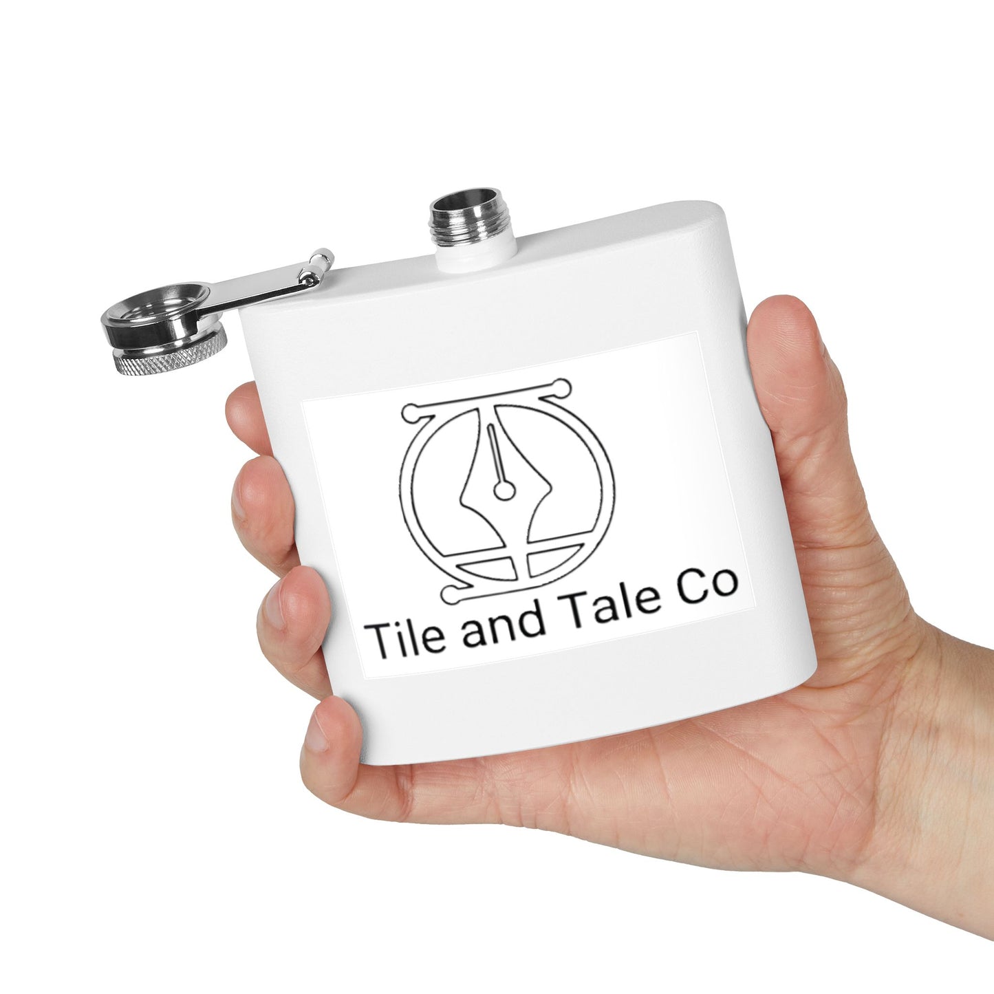 Tile and Tale Co Logo Hip Flask