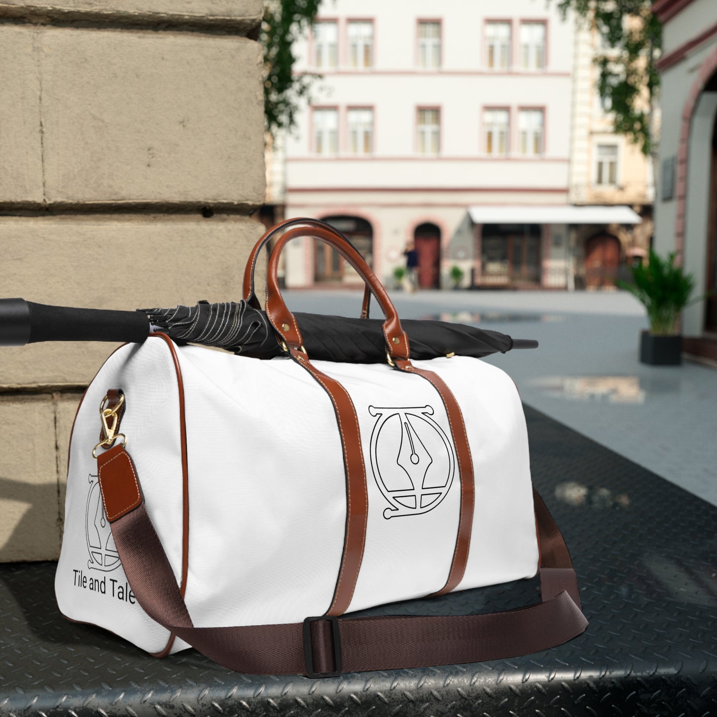 Stylish Leather-Trim Travel Bag