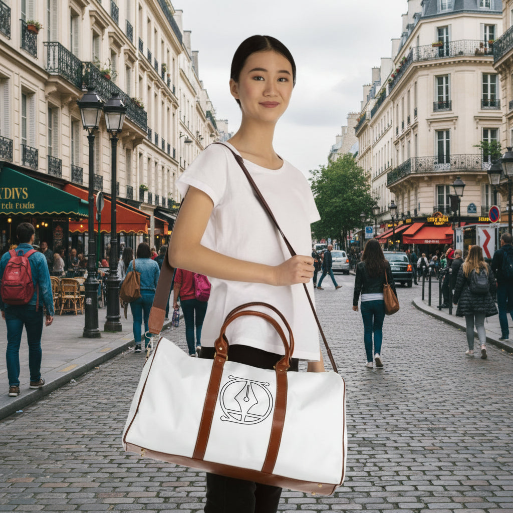 Stylish Leather-Trim Travel Bag