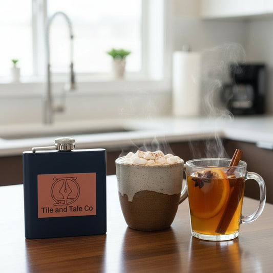 Tile and Tale Co Logo Hip Flask